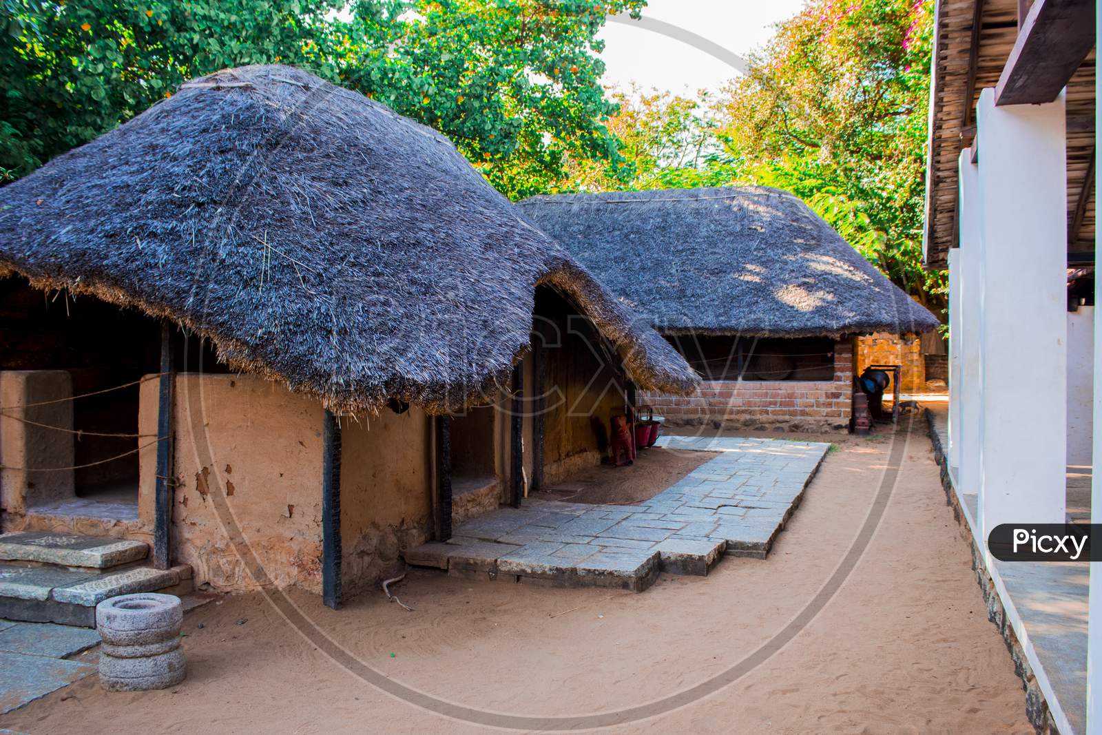 Thatched Huts in Indian Rural Villages