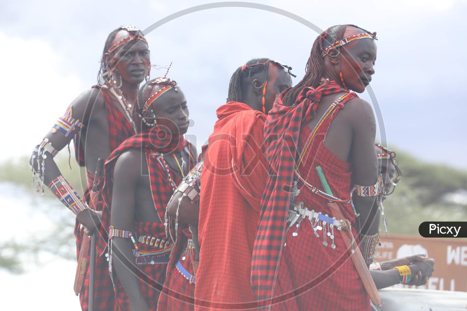 Group of tribal men of Kenya