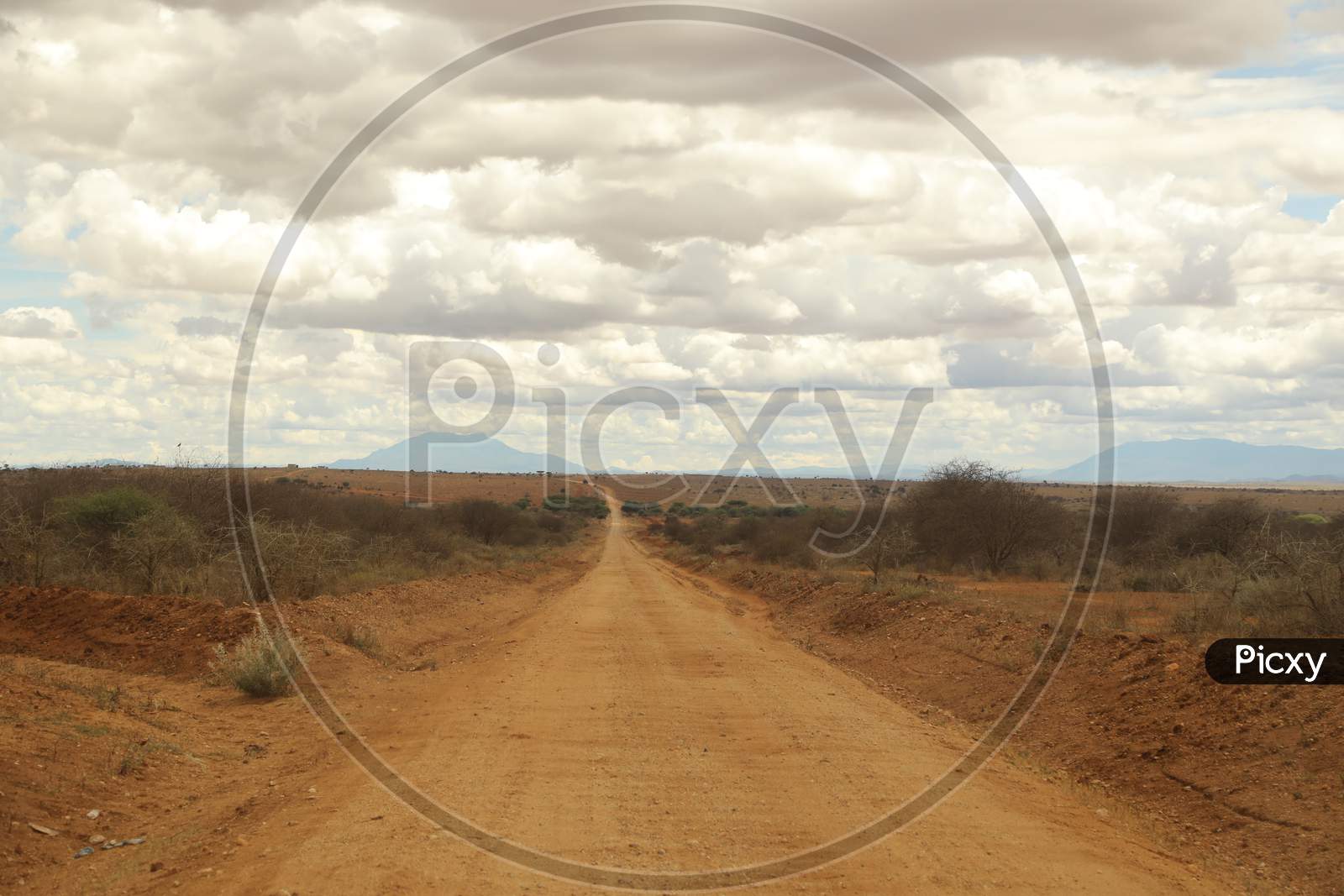 An empty muddy roadway in Kenya