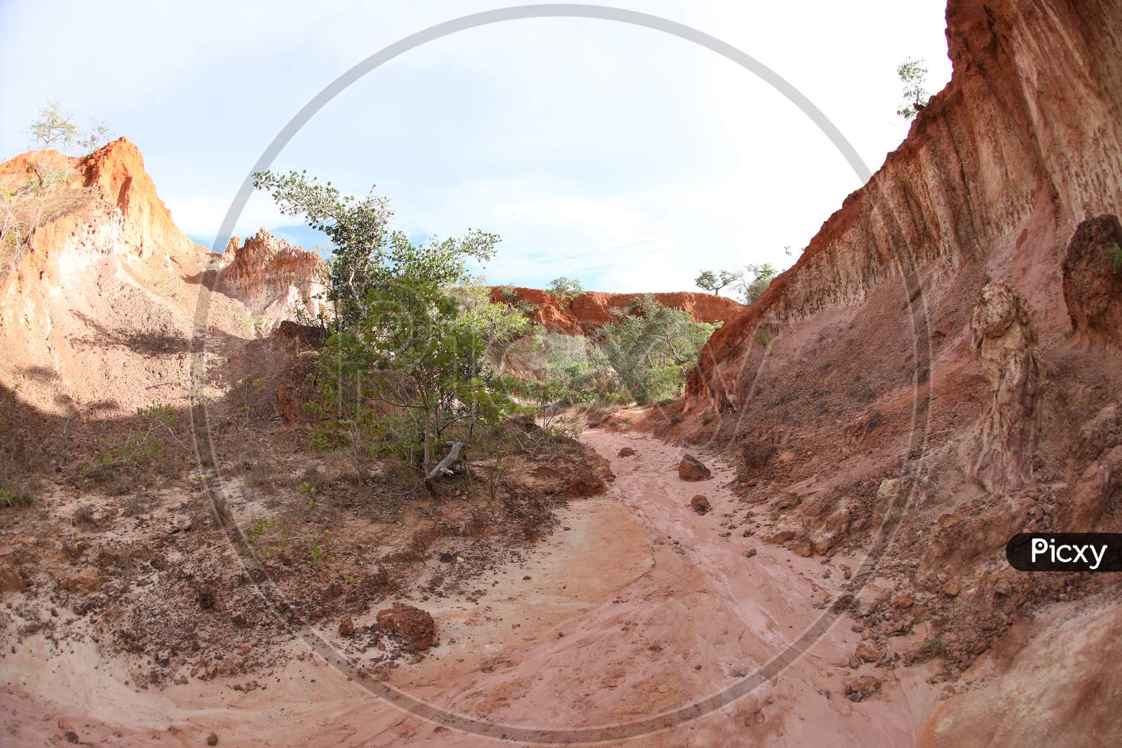 View of the dirt road along the Marafa Grand Canyon in Kenya