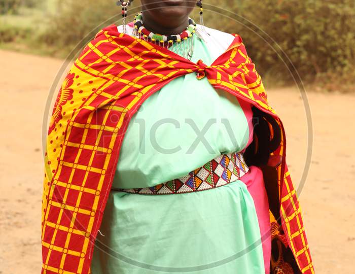 A Nigerian Tribal Woman wearing shawl