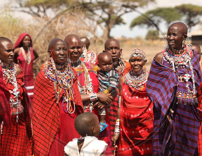 Maasai Tribal People In Masai Mara National Reserve Region, Kenya