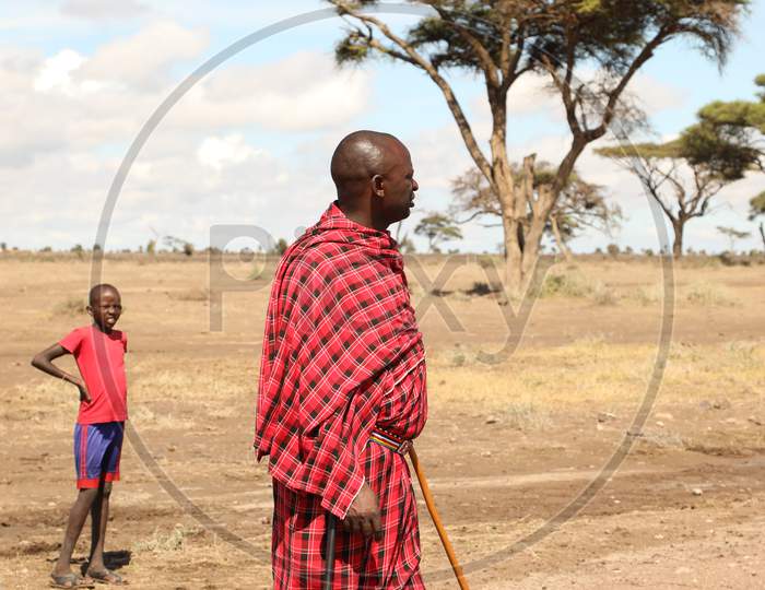 Maasai Tribal People  In Masai Mara National Conservancy , Kenya