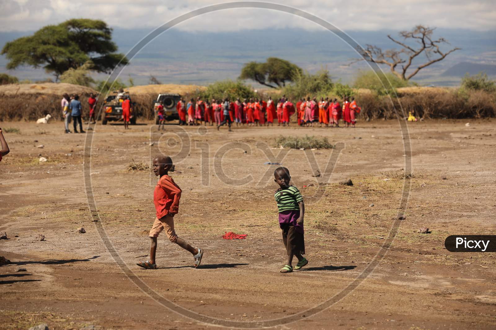 Maasai Tribal Children In Tribal Villages Of Masai Mara National Conservancy, Kenya