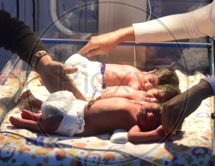Women give birth 3 newborn baby  in Assam