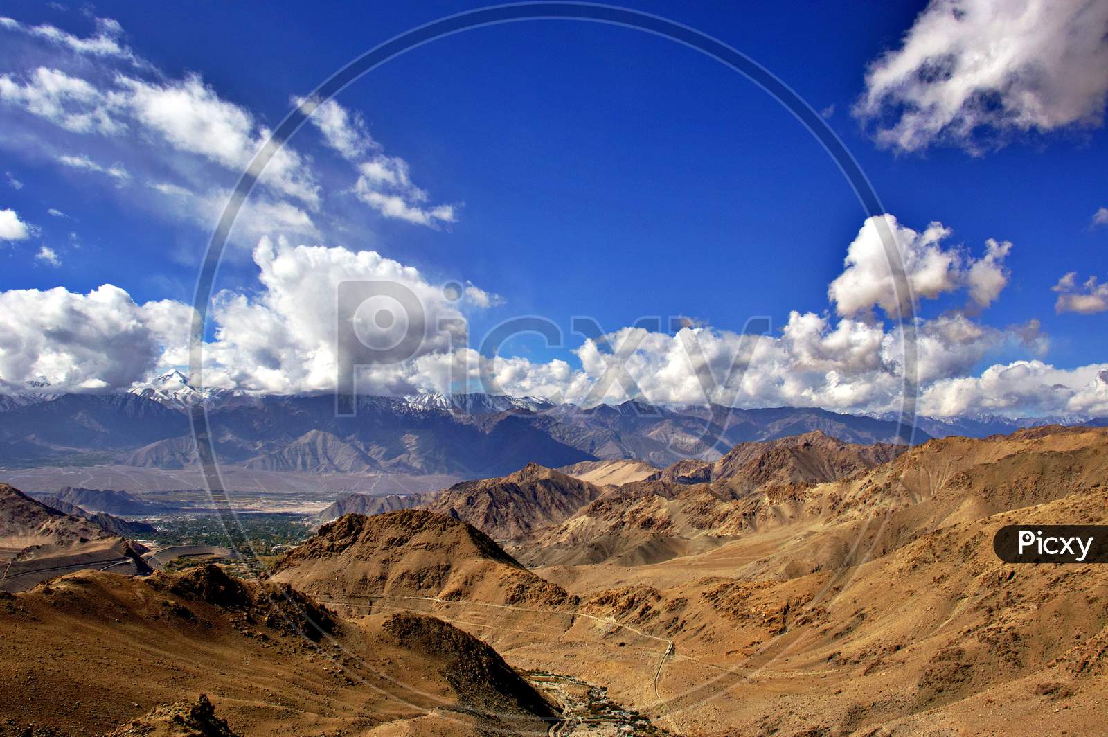 River Valley With Mountain In Ladakh, Leh