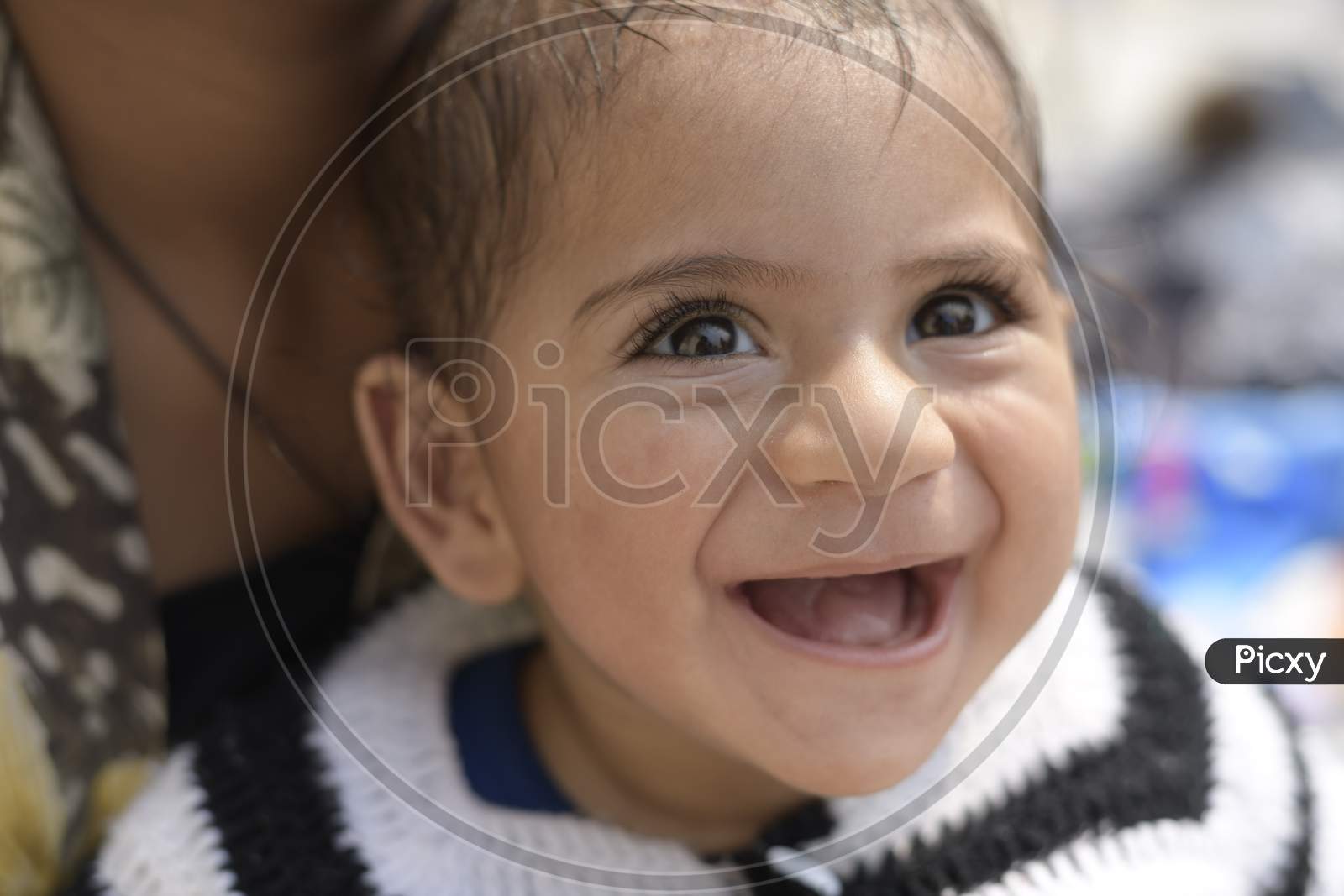 Cute Little Girl Child  With Smile Face Closeup With Innocent Expression