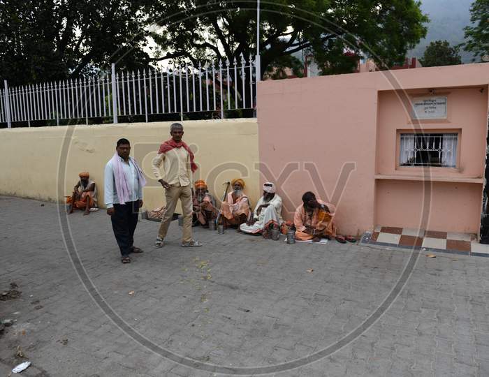 Hindu Sadhu or  Beggars  at Rishikesh Temple