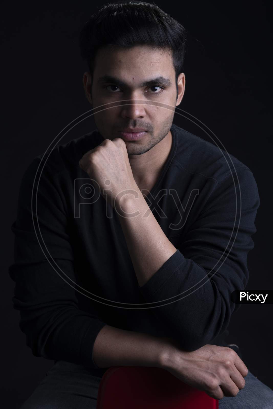 Image Of Portrait Of Young Attractive Indian Male Model Posing Over An Black Background Oy763923 Picxy