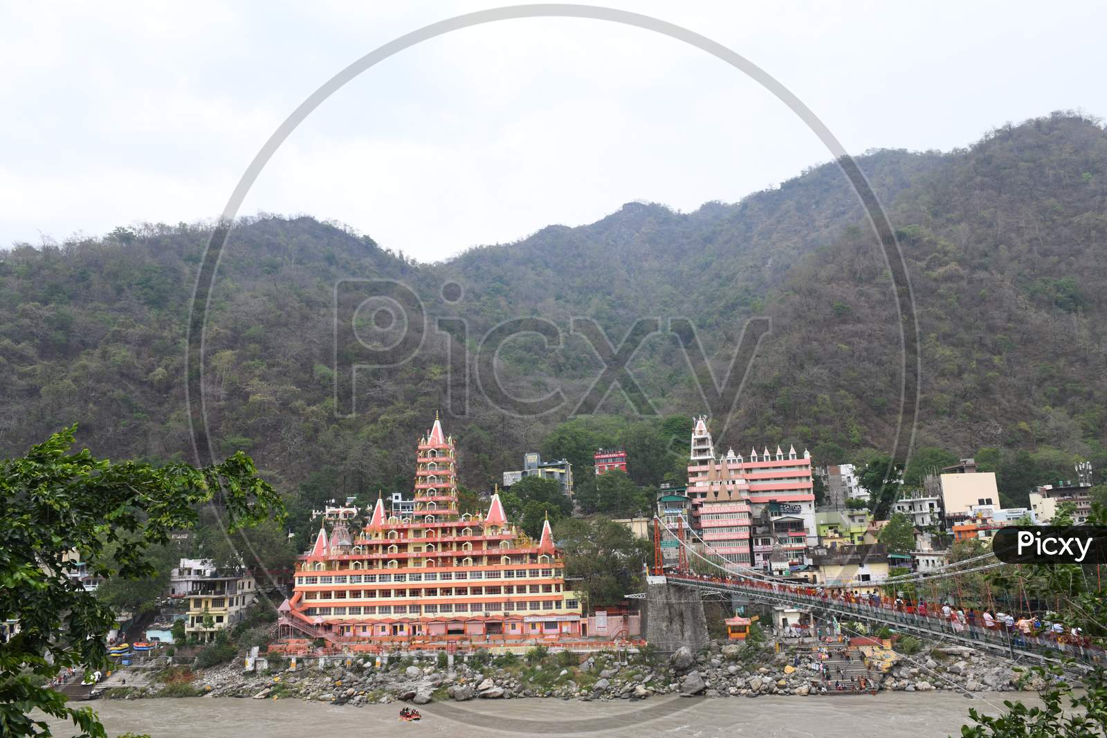Rishikesh trayambakeshwar Temple View With Ganges River