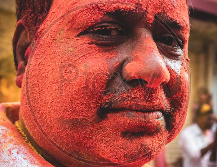 A person playing holi