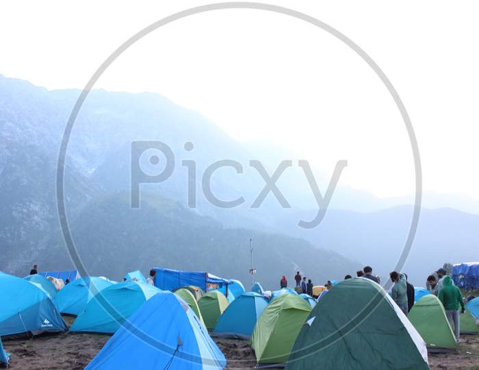 Tents of Visitors On a Hill Top Sunrise Point