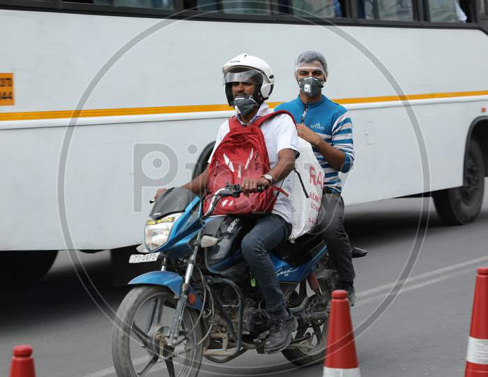 An IT Employee Wearing N95  Mask Amidst Of Corona Virus Out break or COVID 19  in India