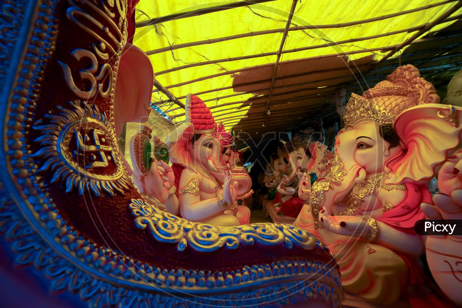 Lord Ganesh Or Vinayaka Idols  in Workshops For Ganesh Chathurdhi Festival