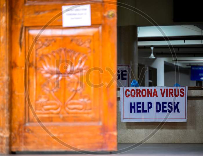Helpdesk at Corona Virus Isolation Ward and treatment centre in Gandhi Hospital,Hyderabad