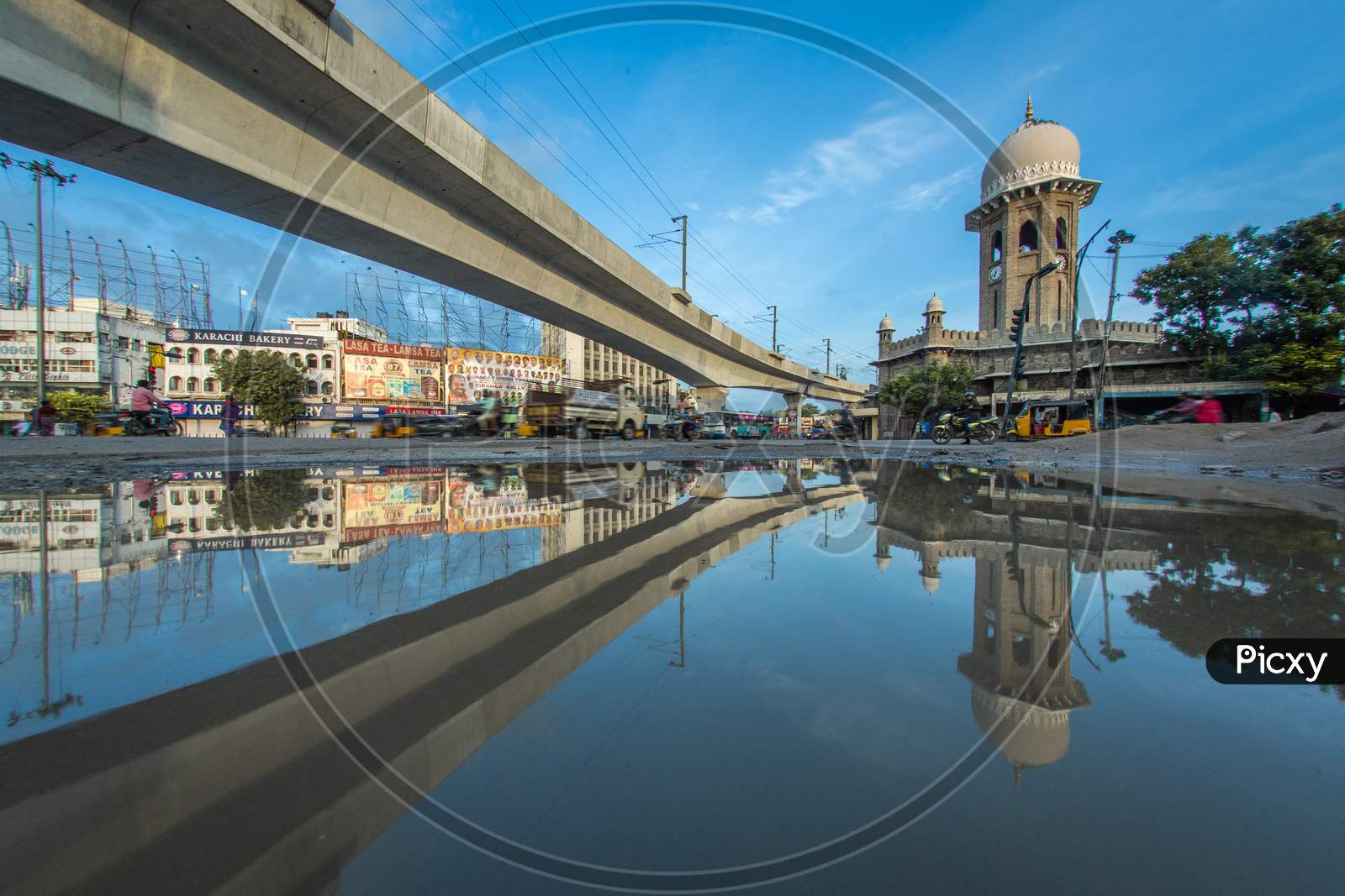Reflection Of Metro Track At Mazamjahi Market