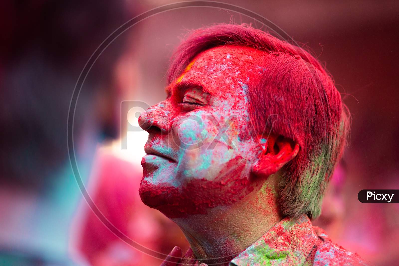 Indian People Filled In Holi Colours During Holi Festival Celebrations