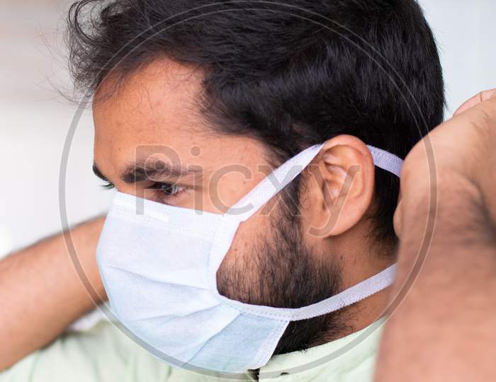 An Indian man wearing safety mask amidst of Corona virus outbreak in India
