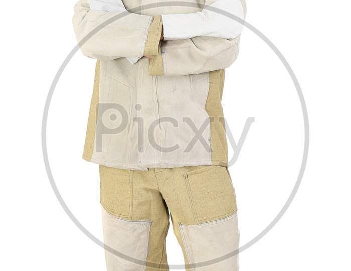 Confident Welder In The Mask. Isolated On A White Background.