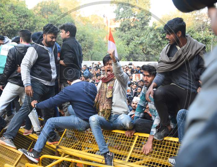 Indian Students Participating in an Protest Against CAA, CAB, NPR  and NRC Amendment Bill  in Delhi