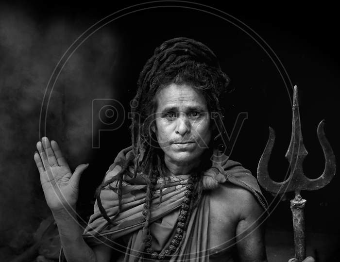 Portrait Of An Hindu Baba Or Sadhu