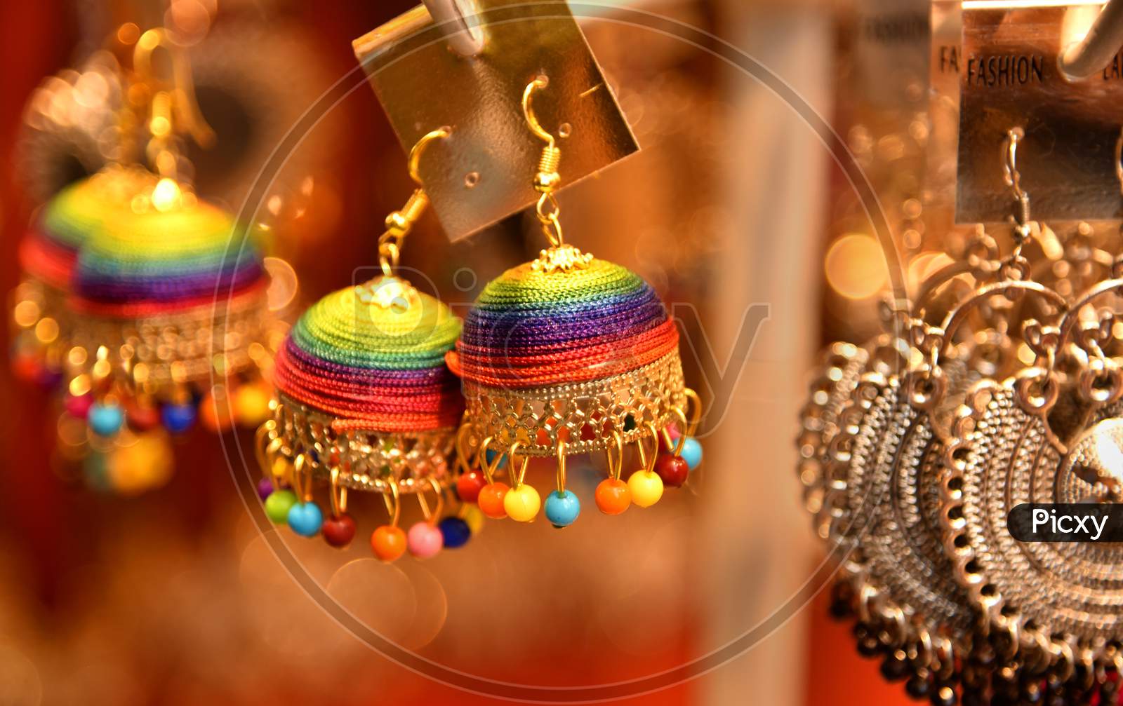 Ornament With Ear Rings Selling At a Vendor Stall