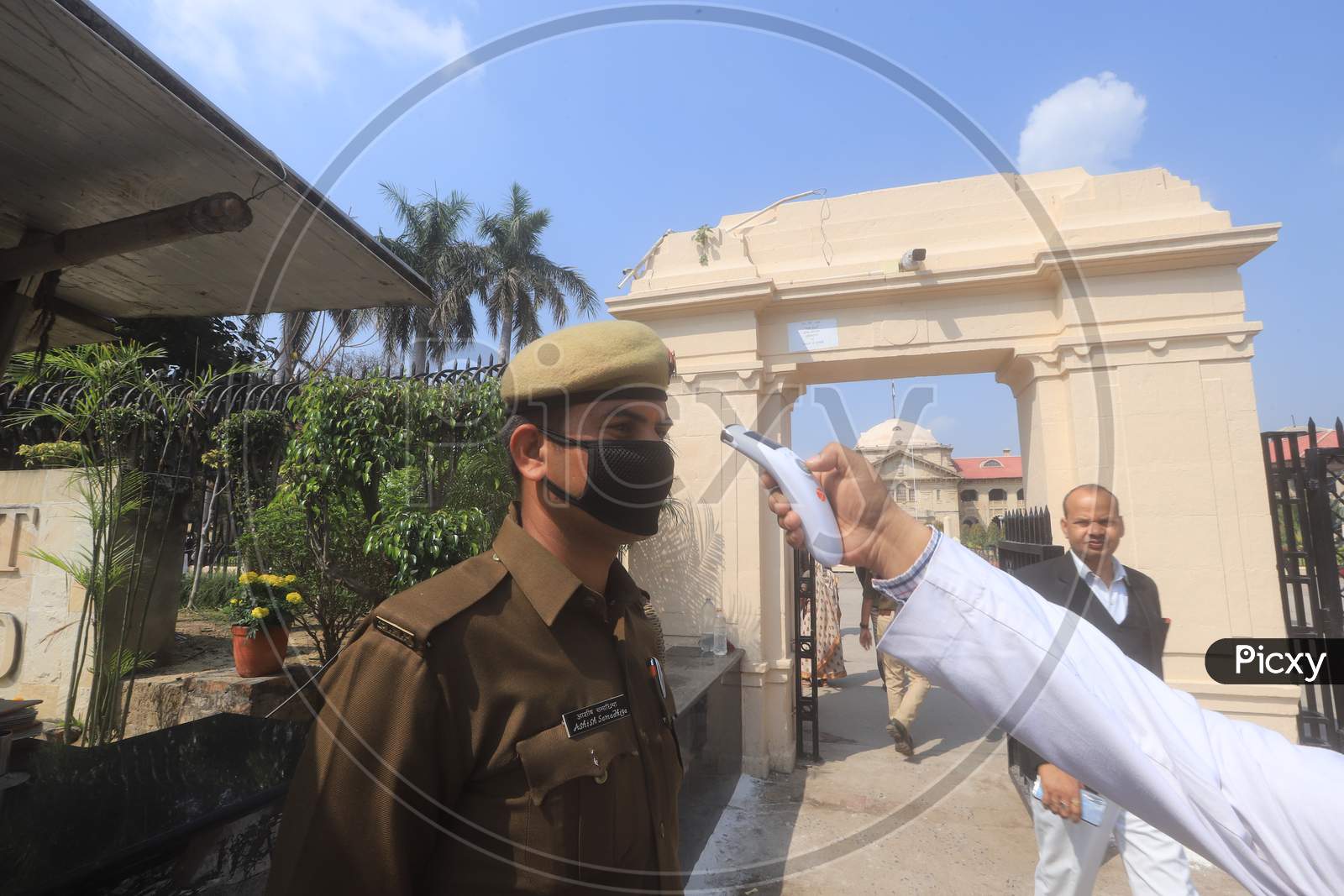 Thermal Scanning For CISF Police  At Allahabad High Court Due To Corona Virus Or COVID 19 Outbreak in India