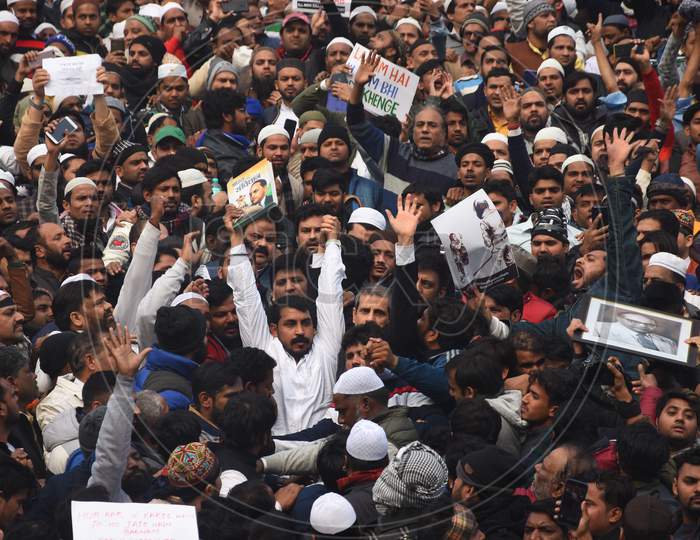 Indian Students Participating in an Protest Against CAA, CAB, NPR and NRC Amendment Bill In Delhi 