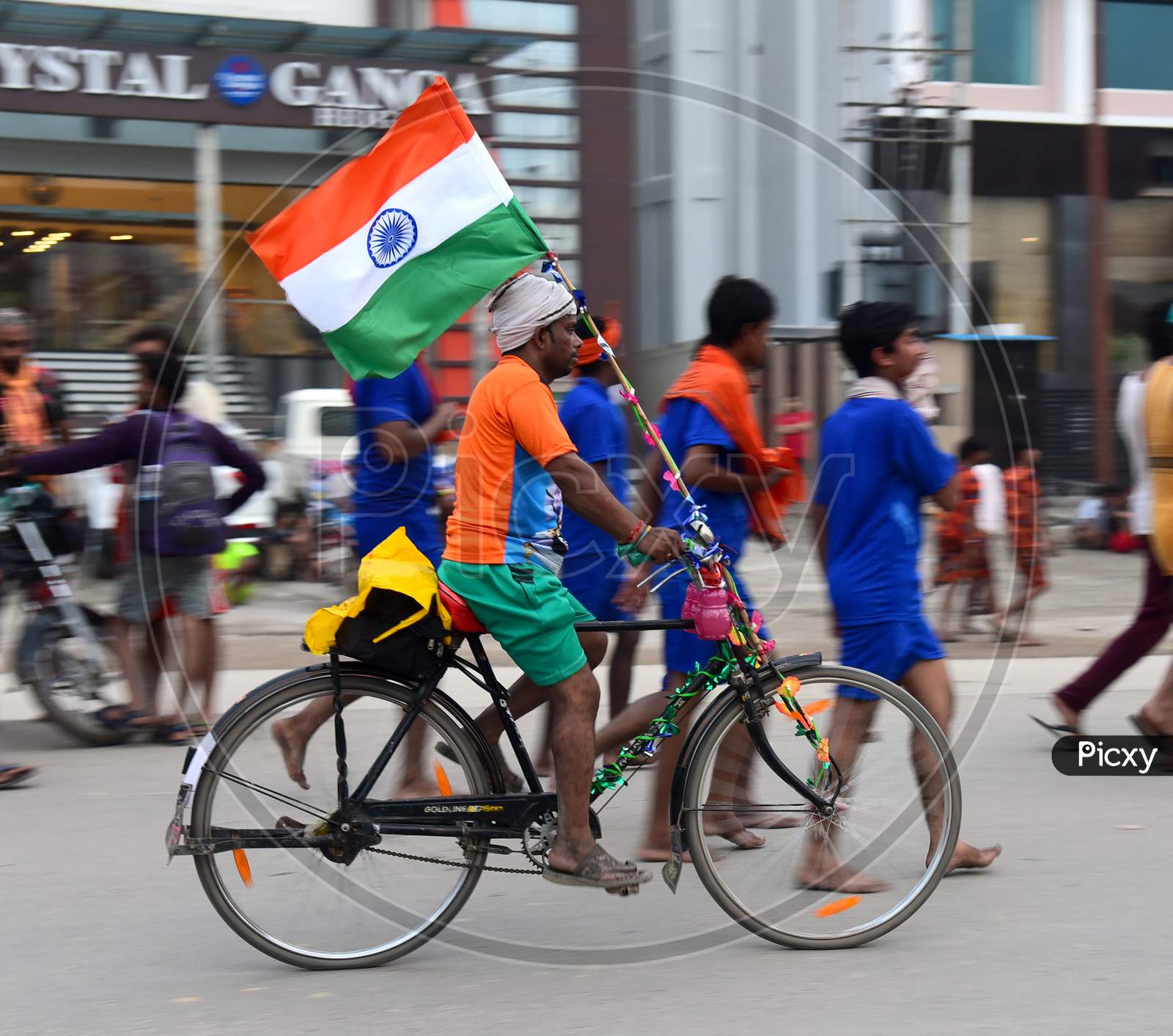 People Of India Holding Indian National Flag And  Riding On two Wheeler Vehicles As a Part of Freedom Rally During Independence Day