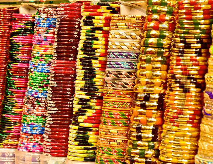 Ornament With Bangles  Selling At a Vendor Stall