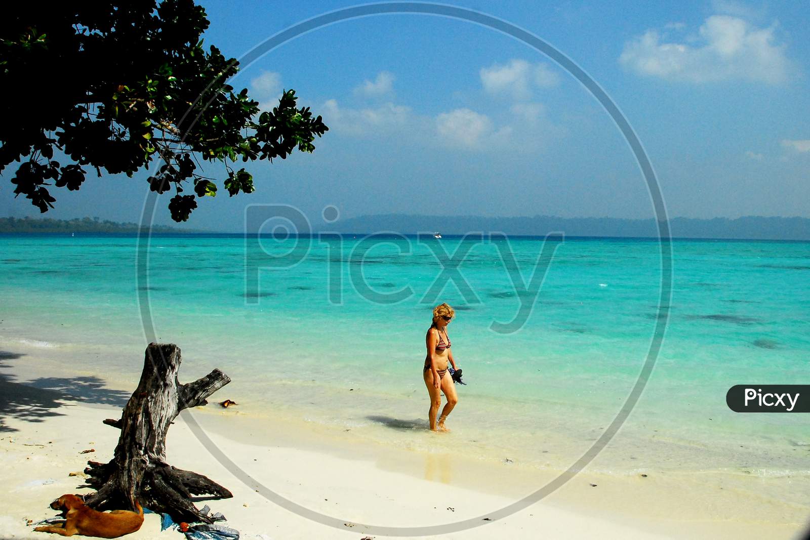 A Foreign Woman Walking Along The Beach In Andaman