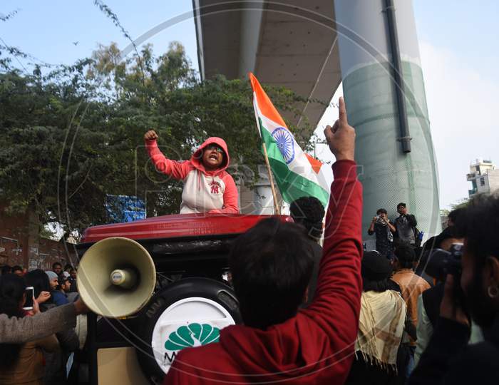 Indian Students Participating in an Protest Against CAA, CAN and NRC Amendment Bill In Parliament