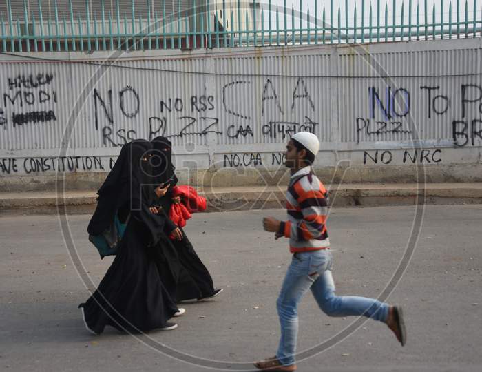 Indian Students Participating in an Protest Against CAA, CAB, NPR  and NRC Amendment Bill In Delhi