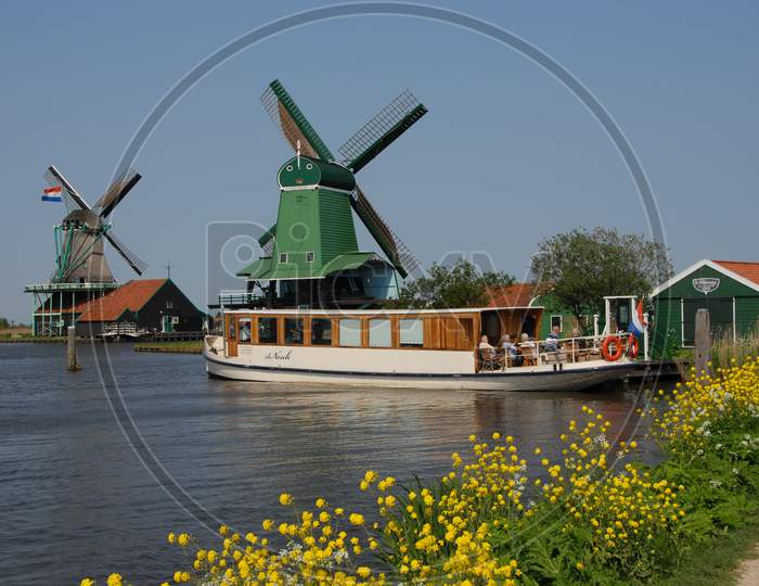 Windmills at the Zaanse Schans In Amsterdam
