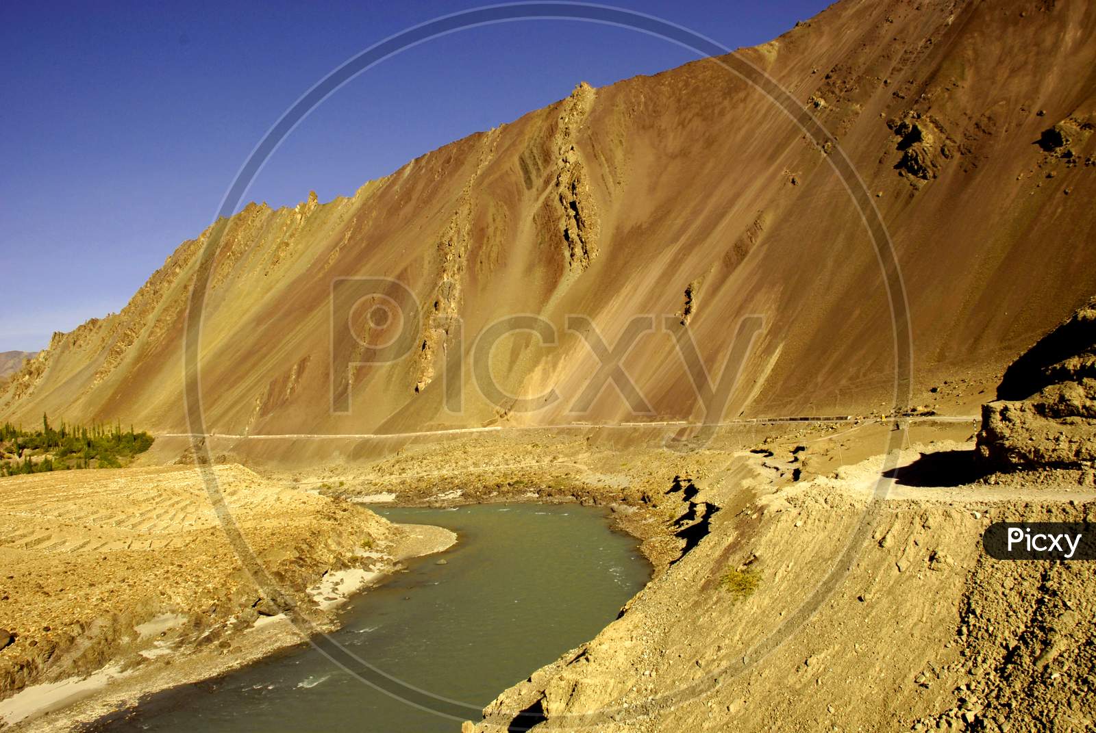 River Channel Between Mountains in Ladakh
