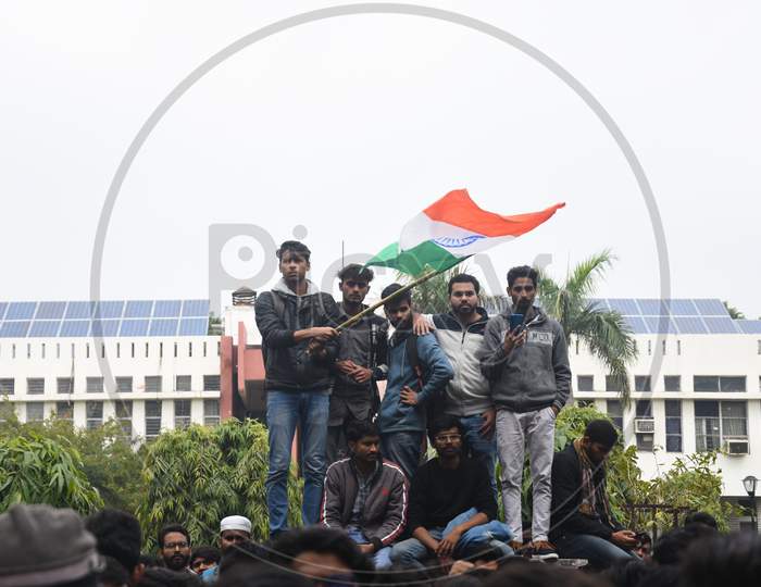 Indian Students Participating in an Protest Against CAA, CAB, NPR  and NRC Amendment Bill In Delhi 