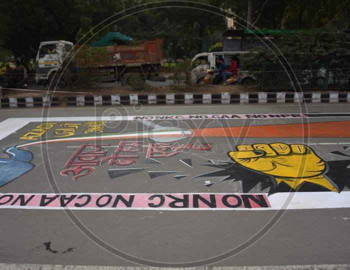Wall Arts or Street Arts by Protesters During  Protest Against CAA, CAB, NPR  and NRC Amendment Bill  in Delhi