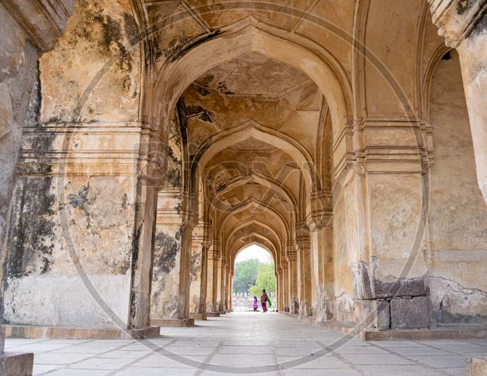 A Corridor at Tomb of Sultan Muhammad Qutb Shah at Qutb shahi heritage park hyderabad