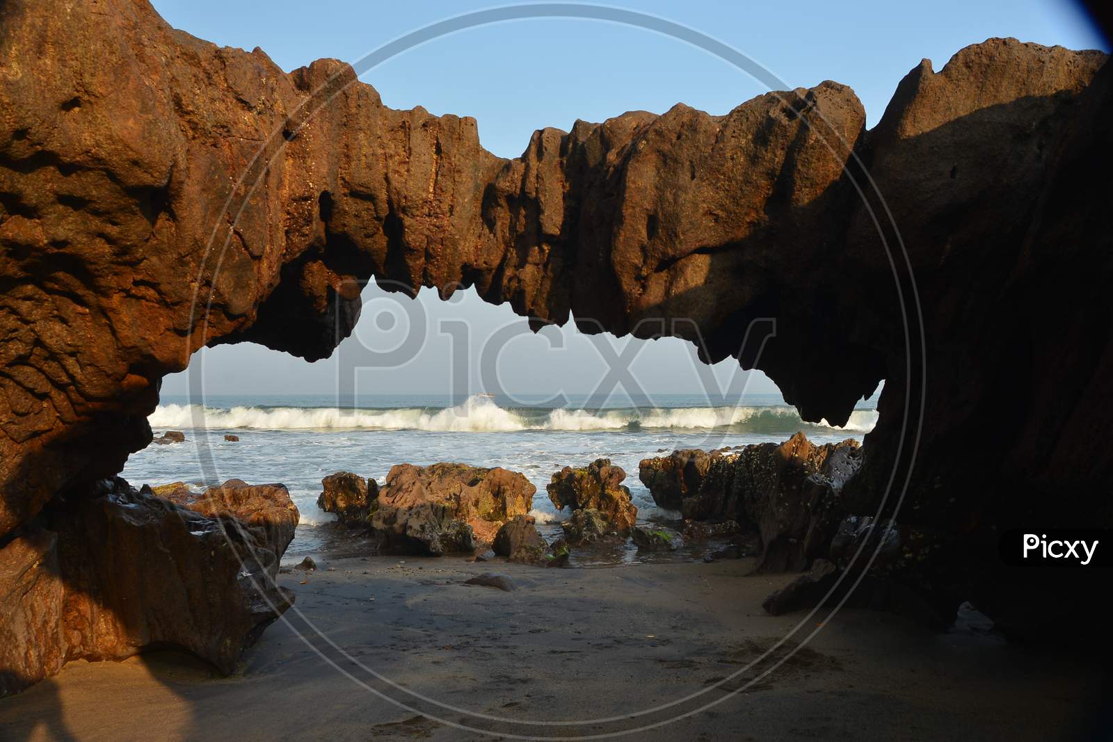 Naturally Formed Arch Or Water Eroded  Arch At Mangamaripeta Beach , Visakhapatnam