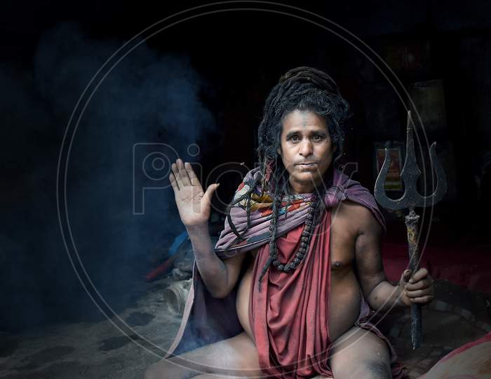Portrait Of An Indian Sadhu Or Baba