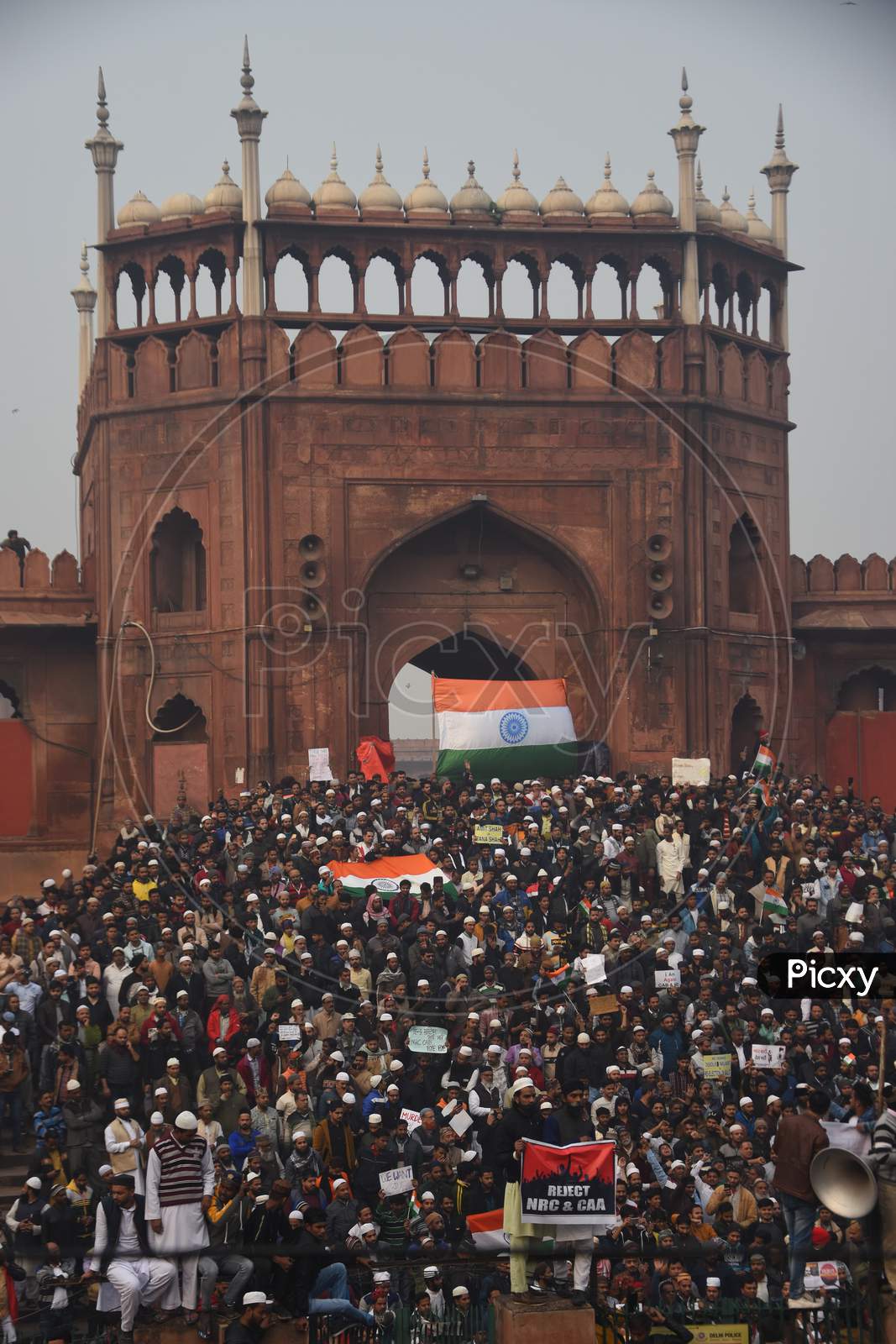 Indian Students Participating in an Protest Against CAA, CAB, NPR  and NRC Amendment Bill At Jama Masjidh in Delhi