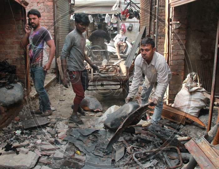 Burnt Shops  At  Gokulpuri Tyre Market After Mob Set Them On Fire  During Violence Against Citizenship Amendment  Law in North East Delhi