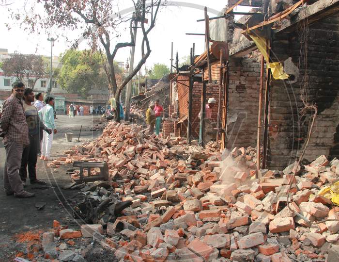 Renovation of  Burnt Shops  At  Gokulpuri Tyre Market After Mob Set Them On Fire  During Violence Against Citizenship Amend Law in North East Delhi