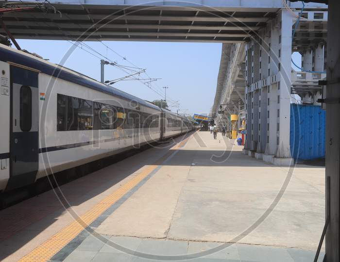A Deserted Railway Station Platform  Due To Corona Virus Outbreak In India