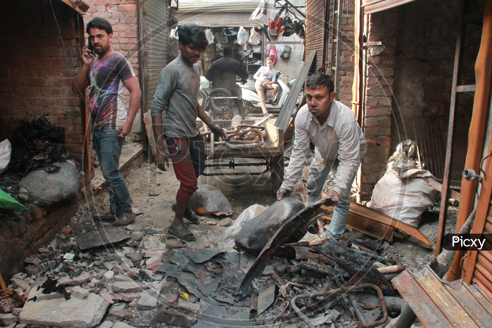 Burnt Shops  At  Gokulpuri Tyre Market After Mob Set Them On Fire  During Violence Against Citizenship Amendment  Law in North East Delhi
