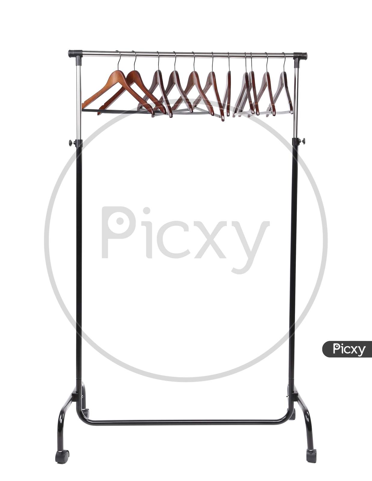 Wooden Clothes Hangers. Isolated On A White Background.