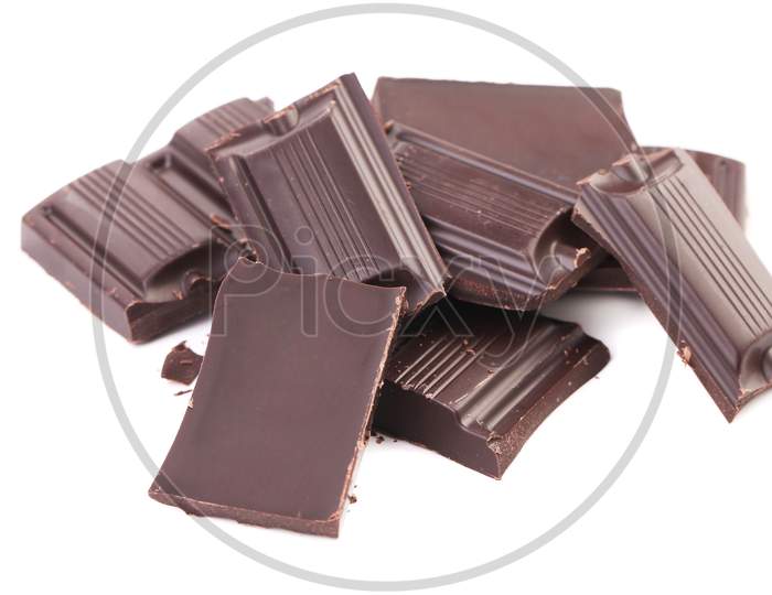 Chocolate Bars Broken. Isolated On A White Background.