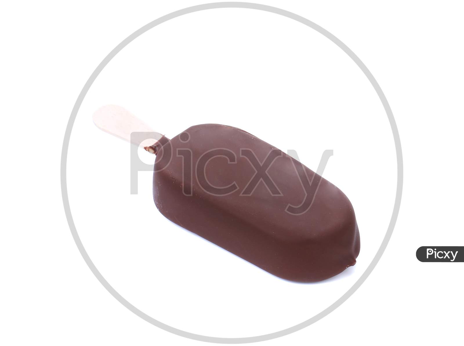 Ice Cream With Chocolate. Isolated On A White Background.