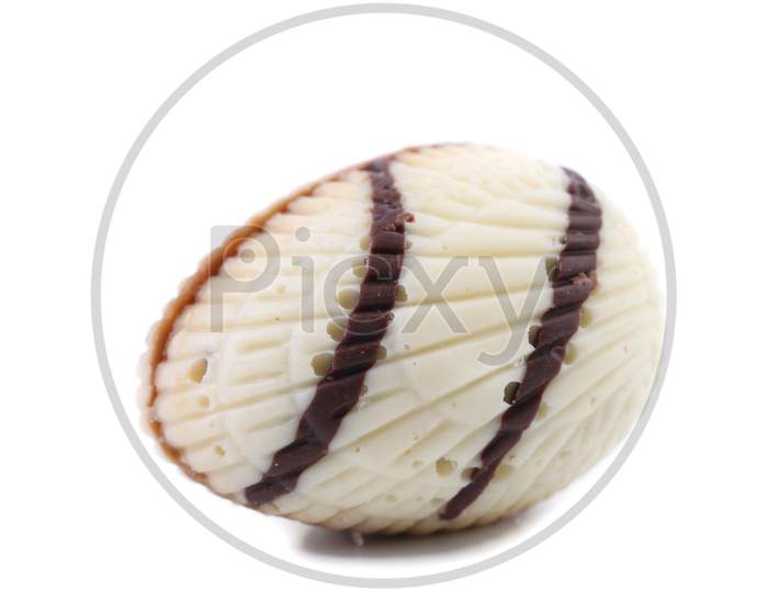 White Color Of Chocolate Seashell. Isolated On A White Background.