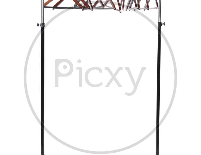 Wooden Clothes Hangers. Isolated On A White Background.